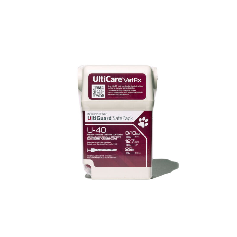 UltiCare VetRx UltiGuard Safe Pack U-40 Insulin Syringes Whole Unit Markings image number NaN